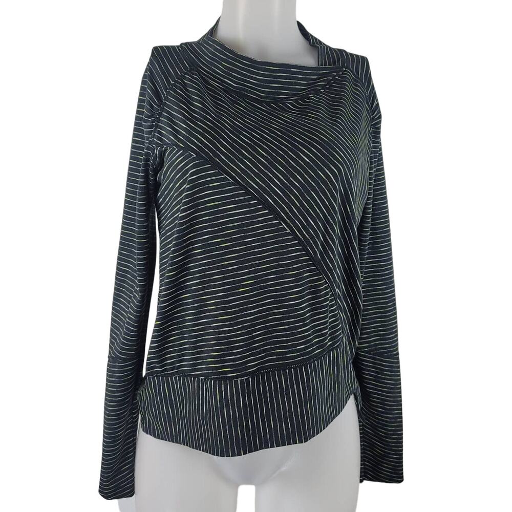 Prana Black White Striped Lightweight Long Sleeve Top M